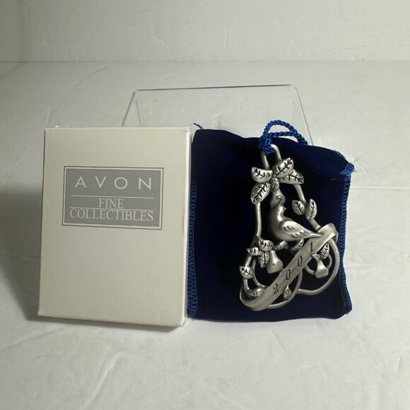 Avon 2001 Pewter Partridge In A Pear Tree Christmas Ornament With Box - Picture 4 of 5